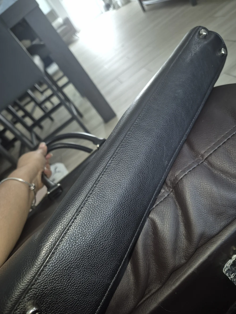 Coach Black Pebbled Leather Work Briefcase with Silver-Tone Hardware